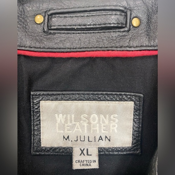 Wilson’s Leather M. Julian Mens Vintage Heavy Leather Biker Jacket Dragon Patch - Picture 8 of 10